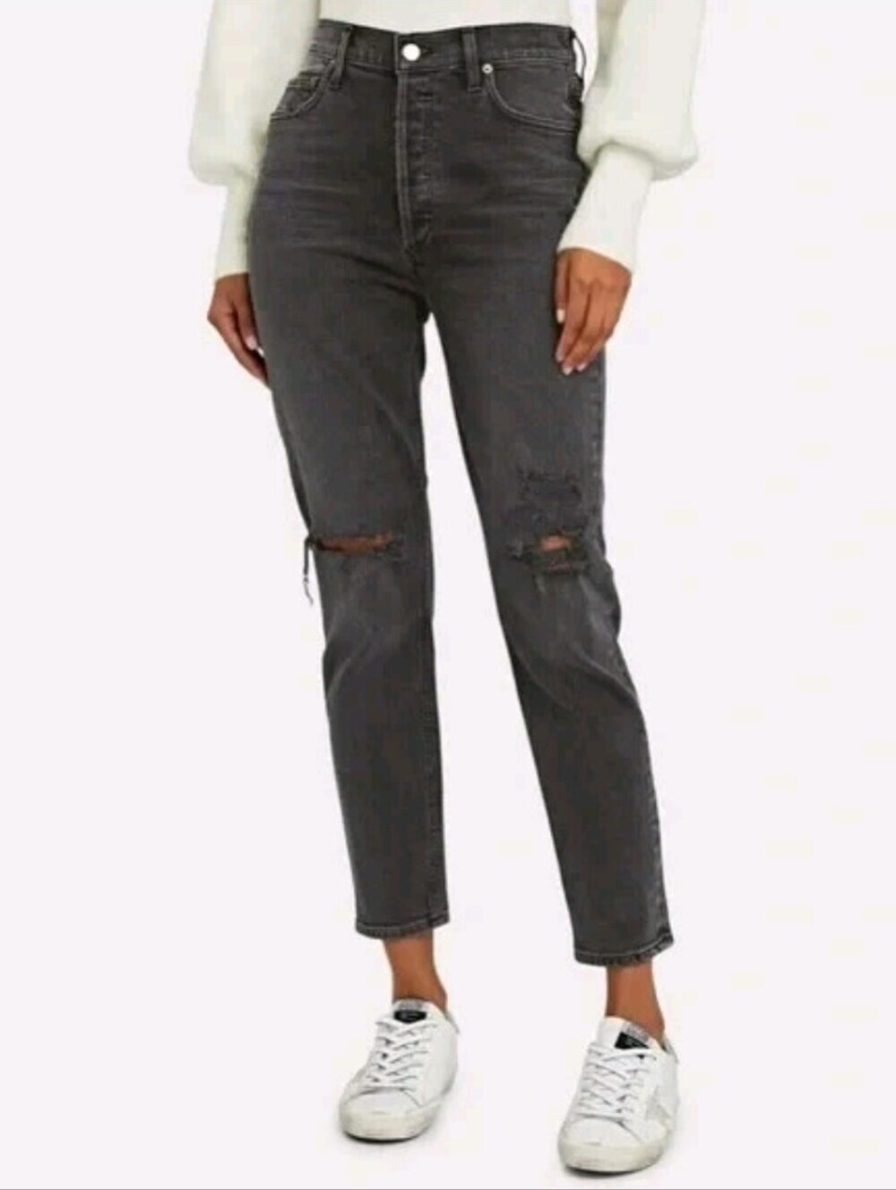 ❤️ AGOLDE NICO HIGH RISE DISTRESSED SKINNY JEANS, WASHED BLACK, 4 (27)